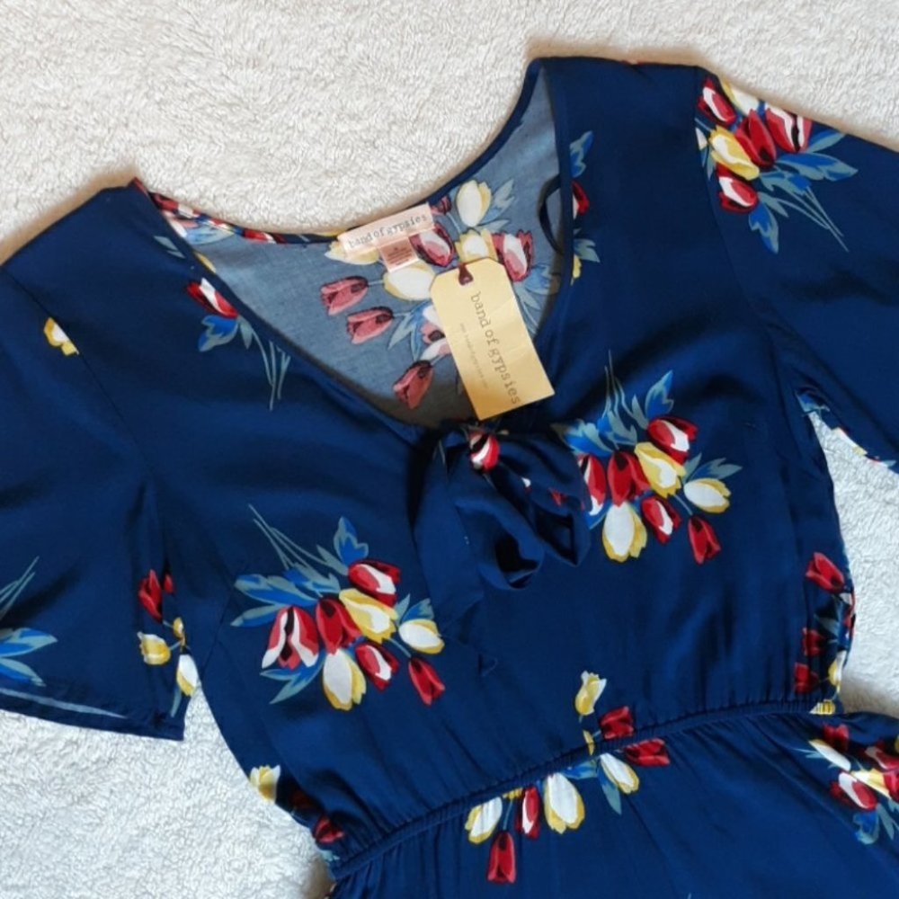 NEW! Band of Gypsies Blue Floral Shorts Romper